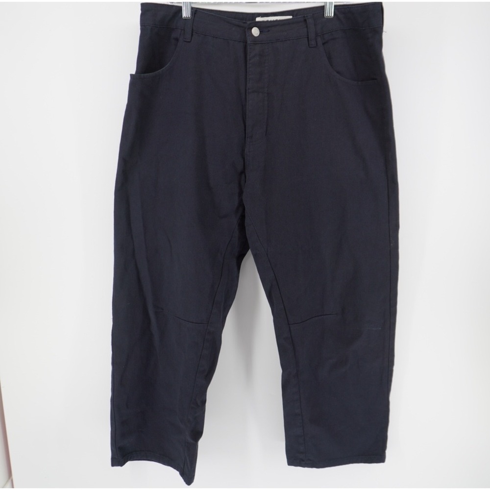 Roucha Diane Denim Navy Blue Cotton Curved Leg Pants Size C Minimalist Trousers